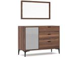 Cassettiera Con Specchio Marrone Lusso Jvmoebel