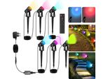 Jopassy Faretto Da Giardino A Led Con Picchetto A Terra Set Di 6, Luce Da Giardino Illuminazione Da Giardino Con Spina Impermeabile IP65 Rgb