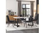 Flieks Set Da Pranzo 5 Pezzi, Tavolo Da Pranzo Con 4 Sedie, Set Tavolo Da Cucina Sedie Imbottite Con Rivestimento In Velluto, Tavolo Da Pranzo Rettangolare Con Gambe In Metallo Nero, Grigio