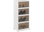Costway Scatole Portaoggetti A 4 Livelli Con Coperchio E Rotelle, Scatole Impilabili Con Ante Trasparenti Magnetiche, Scatole Pieghevoli Per Riporre Scarpe, Giocattoli, Abiti