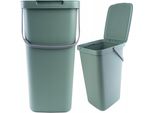 Cestino Kadax Con Coperchio E Maniglia, Cestino In Plastica, Cestino Per La Raccolta Differenziata (Verde, 25L)