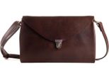 Harold's Pelle Borsa A Tracolla Pochette Fold Handbag Clutch Brown Marrone Scuro