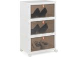 Costway Scatole Portaoggetti A 3 Livelli Con Coperchio E Rotelle, Scatole Impilabili Con Ante Magnetiche Trasparenti, Scatole Pieghevoli Per Riporre Scarpe, Giocattoli, Vestiti