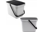 Cestino Kadax Con Coperchio E Maniglia, Cestino In Plastica, Cestino Per La Raccolta Differenziata (Grigio, 6L)