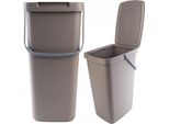 Cestino Kadax Con Coperchio E Maniglia, Cestino In Plastica, Cestino Per La Raccolta Differenziata (Marrone, 20L)
