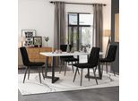 Set Di 4 Sedie Da Pranzo Flieks, Sedia Imbottita Con Gambe In Legno Massiccio, Sedie Da Cucina Sedia Da Pranzo Con Schienale, Sedia Con Rivestimento In Velluto, Nero