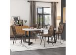 Flieks Set Da Pranzo 5 Pezzi, Tavolo Da Pranzo Con 4 Sedie, Set Tavolo Da Cucina Sedie Imbottite Con Rivestimento In Velluto, Tavolo Da Pranzo Rettangolare Con Gambe In Metallo Nero, Marrone