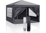 Fch Gazebo Pieghevole 3 X 3M Gazebo Pop-Up Pieghevole Tenda Da Giardino Impermeabile, Protezione Uv 50+ Gazebo E Tende Per Feste Tendone Con 4 Lati Per Campeggio / Giardino / Matrimonio / Spiaggia, Grigio