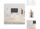 Vidaxl Mobili Tv A Parete 2 Pz. Bianco Lucido 40X34,5X60 Cm - Mobili Tv