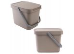 Cestino Kadax Con Coperchio E Maniglia, Cestino In Plastica, Cestino Per La Raccolta Differenziata (Marrone, 6L)
