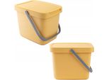 Cestino Kadax Con Coperchio E Maniglia, Cestino In Plastica, Cestino Per La Raccolta Differenziata (Giallo, 6L)