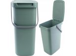 Cestino Kadax Con Coperchio E Maniglia, Cestino In Plastica, Cestino Per La Raccolta Differenziata (Verde, 12L)