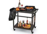 Costway Carrello Per Barbecue Con 2 Ripiani, 4 Rotelle, Ganci, Tavolo Da Barbecue Carrello Di Servizio Per Esterni 100,5X50X93,5Cm