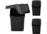 Set Di Bidoni Per La Raccolta Differenziata Kadax In Plastica, Bidone Con Coperchio A Tenuta (Nero 3X25L)