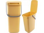 Cestino Kadax Con Coperchio E Maniglia, Cestino In Plastica, Cestino Per La Raccolta Differenziata (Giallo, 12L)