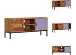 Mobile Tv Vidaxl Marrone Miele E Grigio 110X30X50 Cm In Legno Massiccio Di Acacia - Mobili Tv