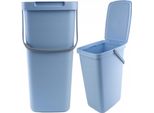 Cestino Kadax Con Coperchio E Maniglia, Cestino In Plastica, Cestino Per La Raccolta Differenziata (Blu, 20L)