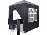 Fch Gazebo Pop-Up Pieghevole Impermeabile Con 4 Pareti Laterali Gazebo Da Giardino Su Terrazza Campeggio Festival, Tenda Da Giardino Protezione Uv 50+, 2 X 2 M, Grigio