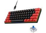 Hxsj V900 Rgb Tastiera Meccanica Da Gioco, 61 Tasti | Copritasti In Abs A Iniezione Bicolore | Molteplici Modalità Di Illuminazione | Design Ergonomico | Interruttore Blu, Nero+Rosso