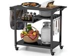 Costway Carrello Per Barbecue Da Esterno, Tavolo Per Pizza Con 4 Ripiani E 4 Rotelle E Ganci, Tavolino Per Barbecue Carrello Da Giardino Per Uso Esterno, 100,5 X 50 X 93,5 Cm (4 Ripiani)