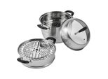 Vevor Pentola A Vapore Da 28 Cm In Acciaio Inox Con Coperchio In Vetro, Pentola A Vapore A Induzione A 3 Livelli Pentola A Pressione Ideale Per Verdure, Pesce, Zuppa, Gnocchi (Incl. 2 Inserti Per La Cottura A Vapore)
