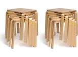 10X Sgabello Erzi 25 In Legno Sagomato - Impilabile