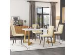 Flieks Set Da Pranzo 5 Pezzi, Tavolo Da Pranzo Con 4 Sedie, Set Tavolo Da Cucina Sedie Imbottite Con Rivestimento In Velluto, Tavolo Da Pranzo Rettangolare Con Gambe In Metallo Dorato, Beige