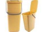 Cestino Kadax Con Coperchio E Maniglia, Cestino In Plastica, Cestino Per La Raccolta Differenziata (Giallo, 20L)