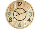 Orologio Da Parete Rebecca Mobili, Forma Rotonda In Legno, Marrone E Colorato ø 50 Cm