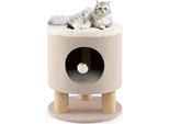 Costway Sgabello Per Gatti Con Grotta Per Gatti 20X19Cm, Casa Per Gatti Tiragraffi Albero Per Gatti 40 X 40 X 47 Cm (Beige)