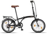 Pacto Ten - 20 Pollici Di Alta Qualità Bicicletta Pieghevole Telaio In Acciaio 6 Velocità Shimano Ingranaggi Pieghevole Città Bicicletta Pieghevole Bici Pieghevole Bici Olandese Nero