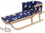 Slitta In Legno Con Schienale Cuscino Per Bambini Schienale A Corda 88 Cm Blu Scuro 10280
