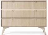 Cassettiera, Credenza - Elegante Curva E Marrone - Facile Montaggio Con 3 Cassetti (L: 106Cm X H: 80Cm X P:38Cm)