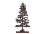 3.07 Albero Di Natale In Legno Led 37 Cm - Con Ramoscelli E Brillantini