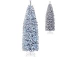Costway 180Cm Albero Di Natale Artificiale A Matita, Albero Di Natale Illuminato A Led Con 250 Led Bianchi Freddi, Albero Di Natale Sottile, Albero Artificiale Con Supporto In Metallo, Bianco + Nero