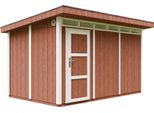 Capanno Da Giardino Di 8,7M² Con Pavimento E Piastrelle Bituminose - Capanno Da Giardino L411Xl279Xh239 Cm - Capanno Da Giardino Timbela M904 - Redwood Red