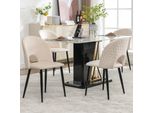 Set Di 4 Sedie Per Sala Da Pranzo Flieks, Sedie Da Pranzo Imbottite Con Gambe In Metallo, Sedie Da Cucina Con Piedini Regolabili, Sedie Da Soggiorno Con Rivestimento In Velluto, Beige