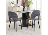 Set Di 2 Sedie Per Sala Da Pranzo Flieks, Sedie Da Pranzo Imbottite Con Gambe In Metallo, Sedie Da Cucina Con Piedini Regolabili, Sedie Da Soggiorno Con Rivestimento In Velluto, Grigio