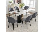 Set Di 6 Sedie Da Sala Da Pranzo Flieks, Sedie Da Pranzo Imbottite Con Gambe In Metallo, Sedie Da Cucina Con Piedini Regolabili, Sedie Da Soggiorno Con Rivestimento In Velluto, Grigio