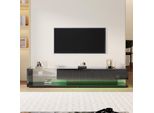 Mobiletto Tv Fortuna Lai Lucido, Mobile Tv 170 Cm Con Illuminazione Led, Con 2 Cassetti, Ripiano Divisorio In Vetro, Mobili Da Salotto Moderni (Nero)