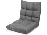 Sedia Da Terra Regolabile Costway, Sedia Da Terra Imbottita, Cuscino Da Terra Con Schienale, Sedia Da Meditazione Sedia Da Finestra (Grigio)
