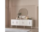 Credenza Per Sala Da Pranzo Con Specchio Gruppo Cassettiera Legno Bianco Jvmoebel