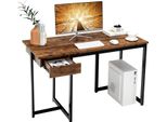 Costway Scrivania Con Cassetto, Scrivania Per Computer 120X55X75Cm Piccola, Scrivania Per Ufficio Scrivania Per Pc Tavolo Da Lavoro Struttura In Metallo Marrone Vintage