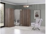 Armadio Ad Angolo Armadio Marrone Legno Specchio 7 Ante Grande Jvmoebel