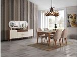 Set Sala Da Pranzo Tavolo 4X Sedia Credenza Specchio Mobili 7 Pezzi Jvmoebel