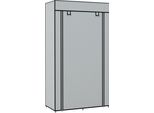 Homcom Armadio In Tessuto Armadio Con 5 Scomparti, Asta Appendiabiti, Armadio Con Cerniera, Armadio Pieghevole Per Corridoio, Ingresso, Grigio Chiaro, 83 X 42,5 X 162,5 Cm