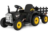 Trattore Costway 12V A 3 Velocità Con Rimorchio Staccabile E Telecomando 2.4G, Trattore Cavalcabile Per Bambini, Per Bambini Da 3 Anni (Nero)