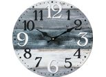 Orologio Da Parete Rebecca Mobili, Forma Rotonda In Legno, Bianco, Grigio E Blu ø 33,8 Cm