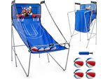 Costway 8 In 1 Macchina Da Pallacanestro, Supporto Elettrico Per Pallacanestro Pieghevole, Macchina Da Tiro Con 4 Palline, Pompa D'aria E 8 Modalità Di Gioco, Giochi Arcade Di Pallacanestro Per Bambini Per 2 Giocatori Blu Navy