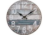 Orologio Da Parete Rebecca Mobili, Effetto Antico In Legno Azzurro E Bianco ø 33,8 Cm